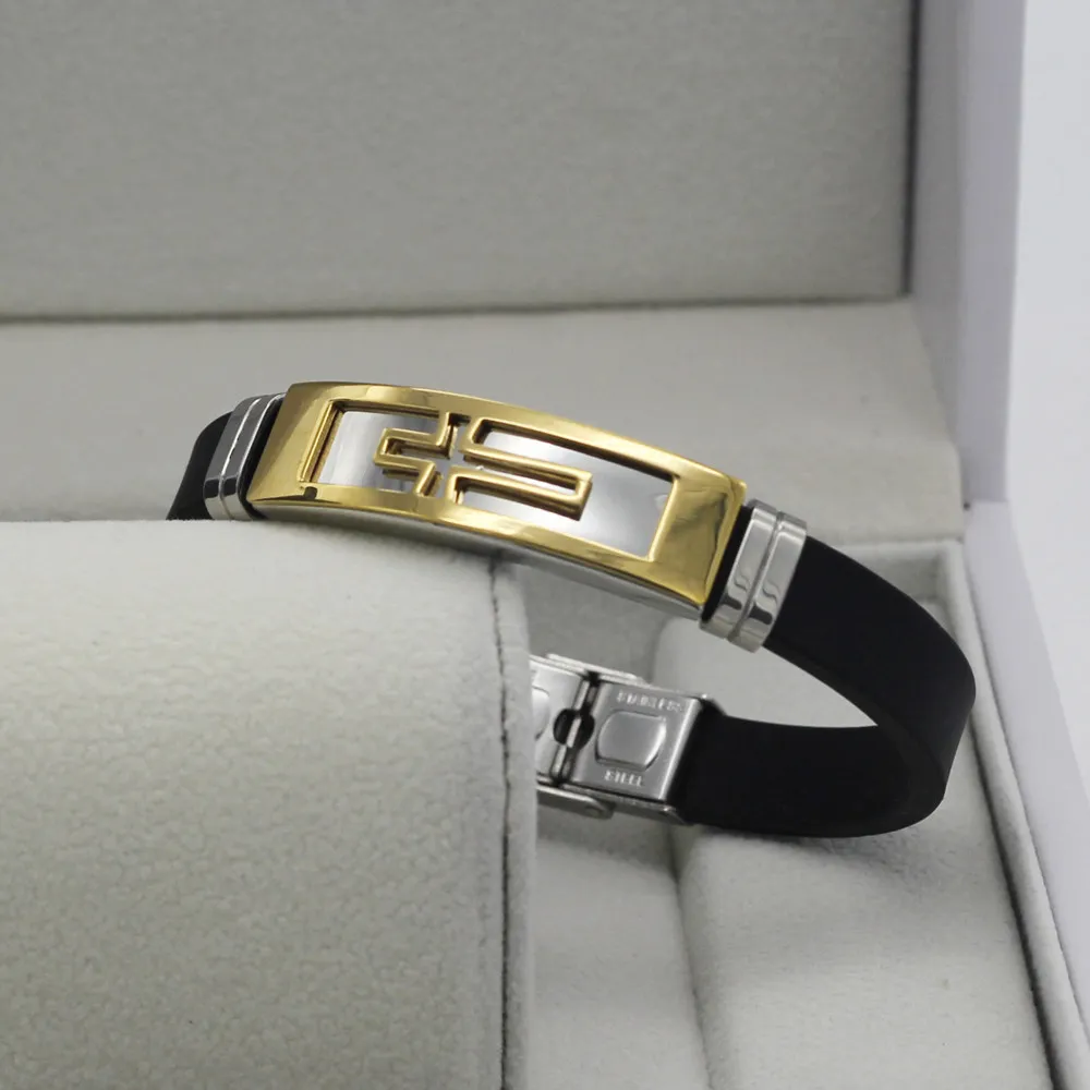 Браслет Hapiship из нержавеющей стали Мужской силиконовый крестообразный браслет