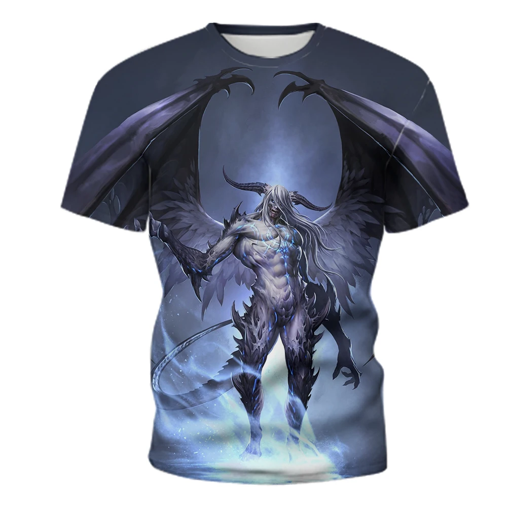 

2021 Summer New Men's T-shirt 3D Demon Graphic Printed T-shirt Casual Fashion Round Neck Street Short Sleeve Tops