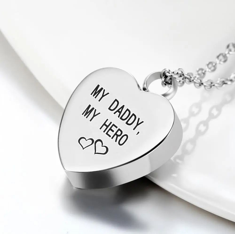Гравировка мой папа герой кулон с мемориальной урной ожерелье сердце пепел Keepsake