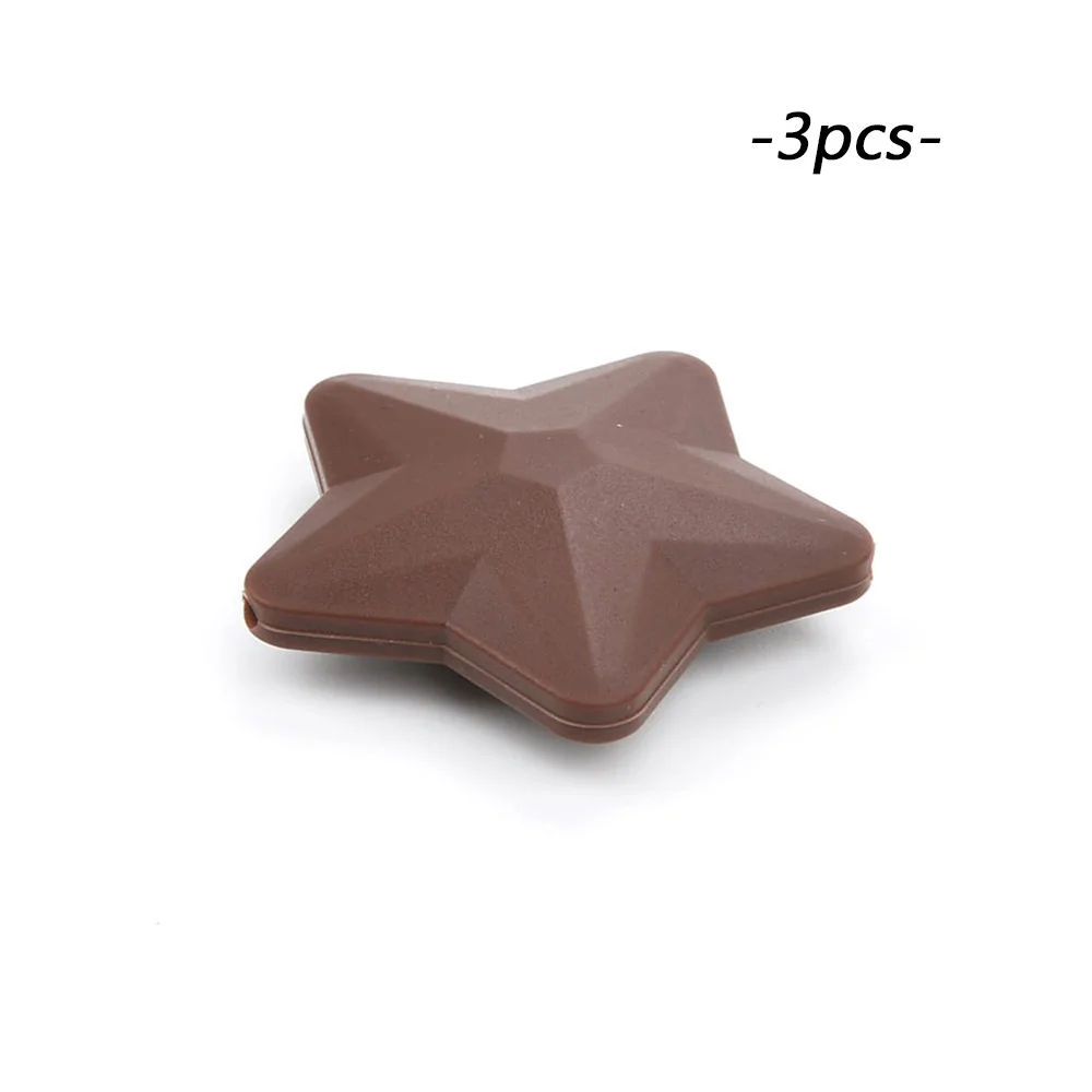 chocolate LOFCA Силиконовые Прорезыватели в форме звезды 3 шт. еда без бисфенола-а класс Силиконовые бусы для ожерелья кулон украшения для прорезания зубов изготовление - Цвет: chocolate