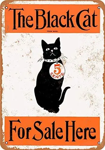 Ryantey New The Black Cat для продажи здесь металлический жестяной знак в доме декор для стены магазина 8x12 дюймов (Черный кот для продажи здесь)
