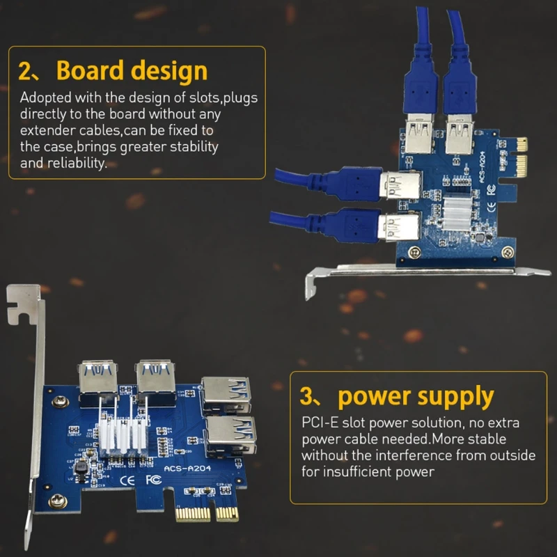 

Адаптер K1KF 4 в 1 PCI-E 1 к 4 PCI-E, плата адаптера Райзера 1X Express USB3.0 PCI-E, карта расширения графической карты для майнинга