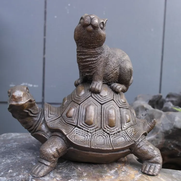И заяц и Черепаха Кролик Медная скульптура искусство ремесла украшение дома