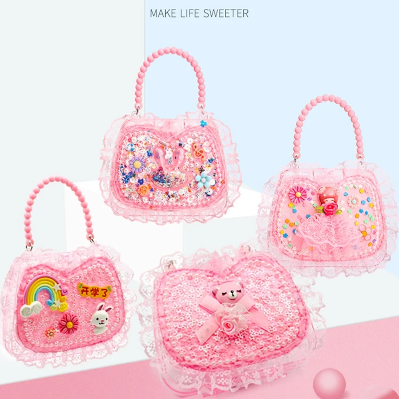 

1 Set Princess Handbag Tote Bag DIY Material Kit Kids Art Crafts Assemble Puzzle