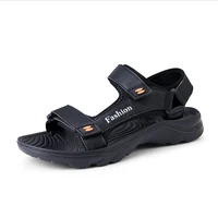 y54 men leather sandals summer 2021 original beach shoes outdoor garden buckle strap gladiator casual eva bottom slippers black