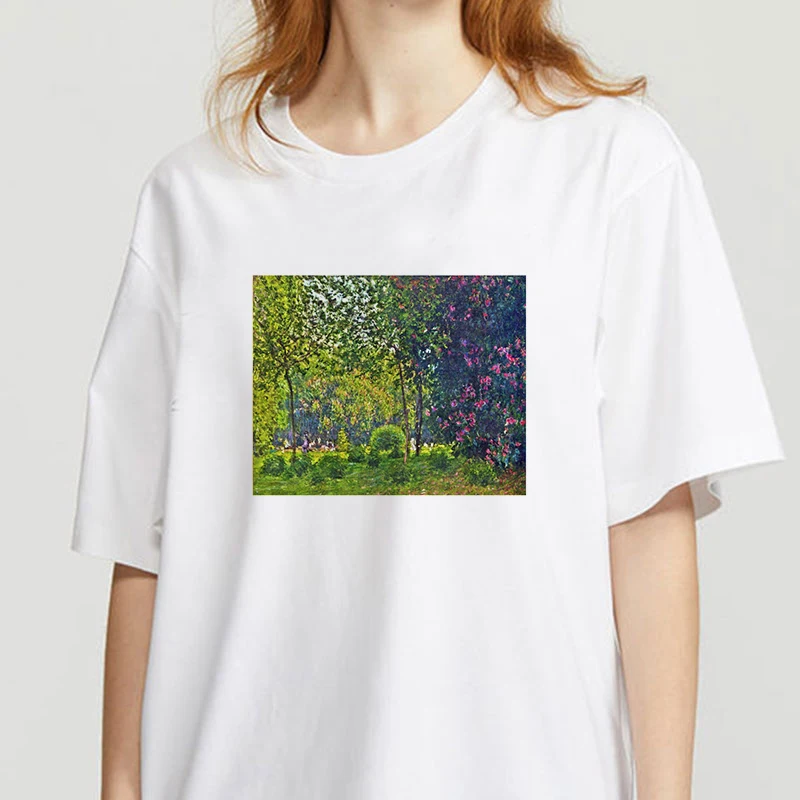 

Female 90s Oil Painting Graphic Tee Summer Fashion T Shirt Women Aesthetic Vintage T Shirt Girls Summer New Fashion Tshirt