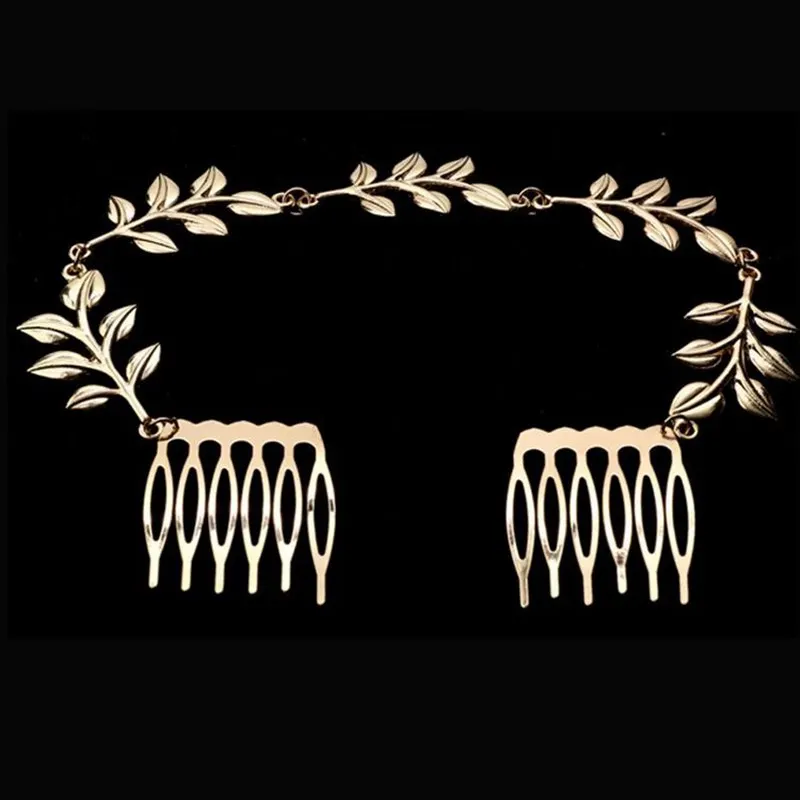 Модный гребень для волос в виде листьев золотого цвета заколка с манжетами и
