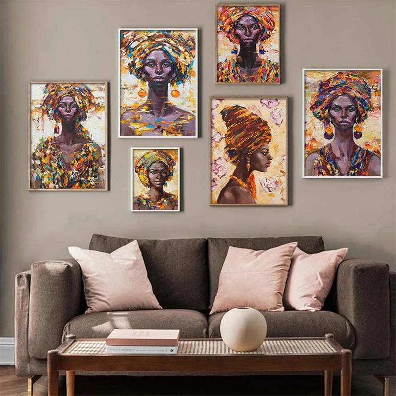 

Traditional Clothing African Art Woman Printed Oil Painting on Canvas Cuadros Posters and Prints Wall Picture for Living Room