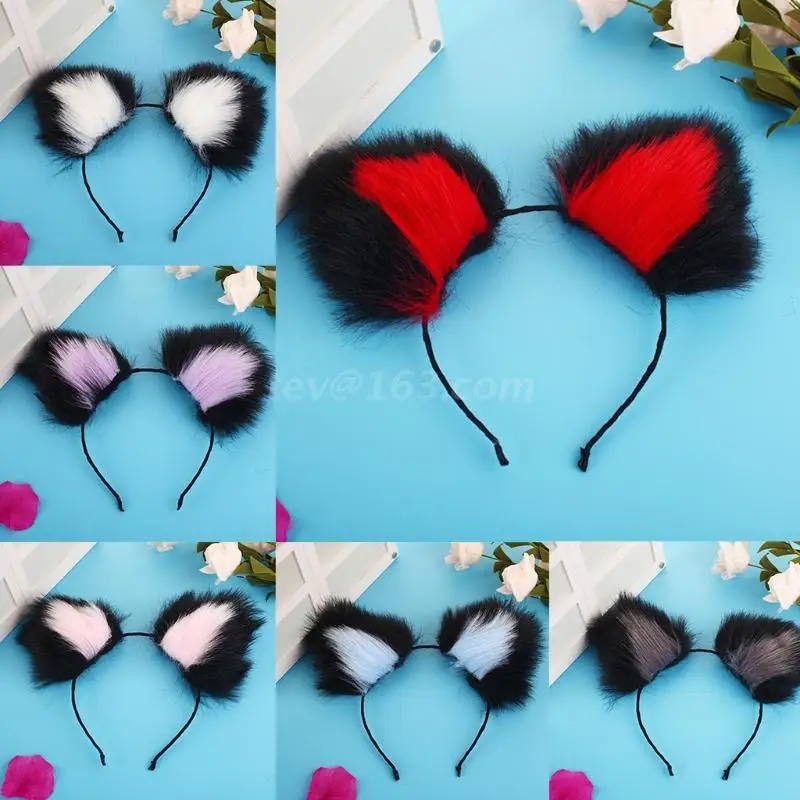 

Cartoon Cat Ear Shaped Hair Hoop Cute Washing Face Hair Holder Halloween Party Costume Headwear for Children Women