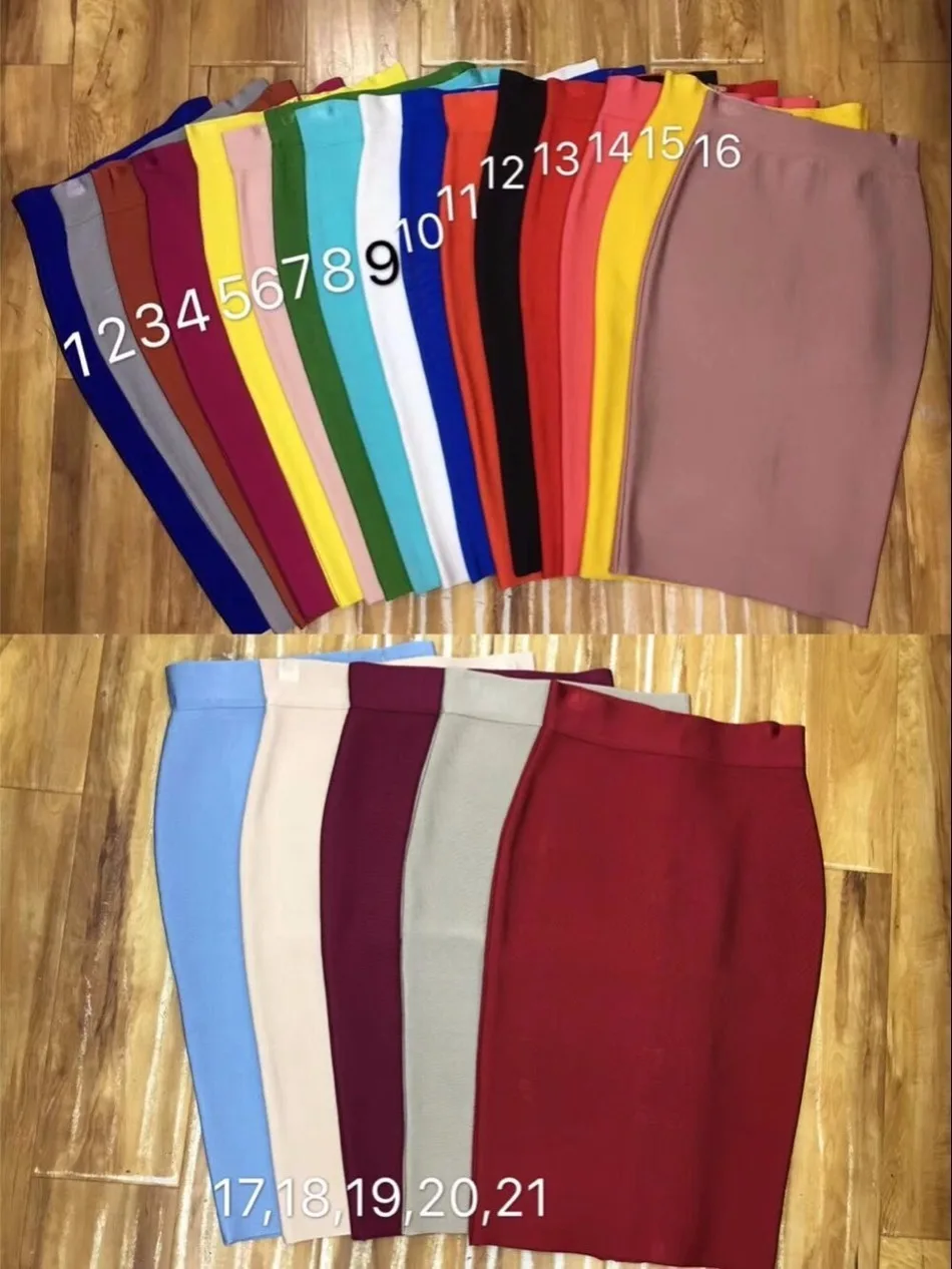 

Ailigou Top Quality Girl Sexy 21 Colors Knee Length Bandage Pencil Women Pary Fashion Formal Skirt 56CM
