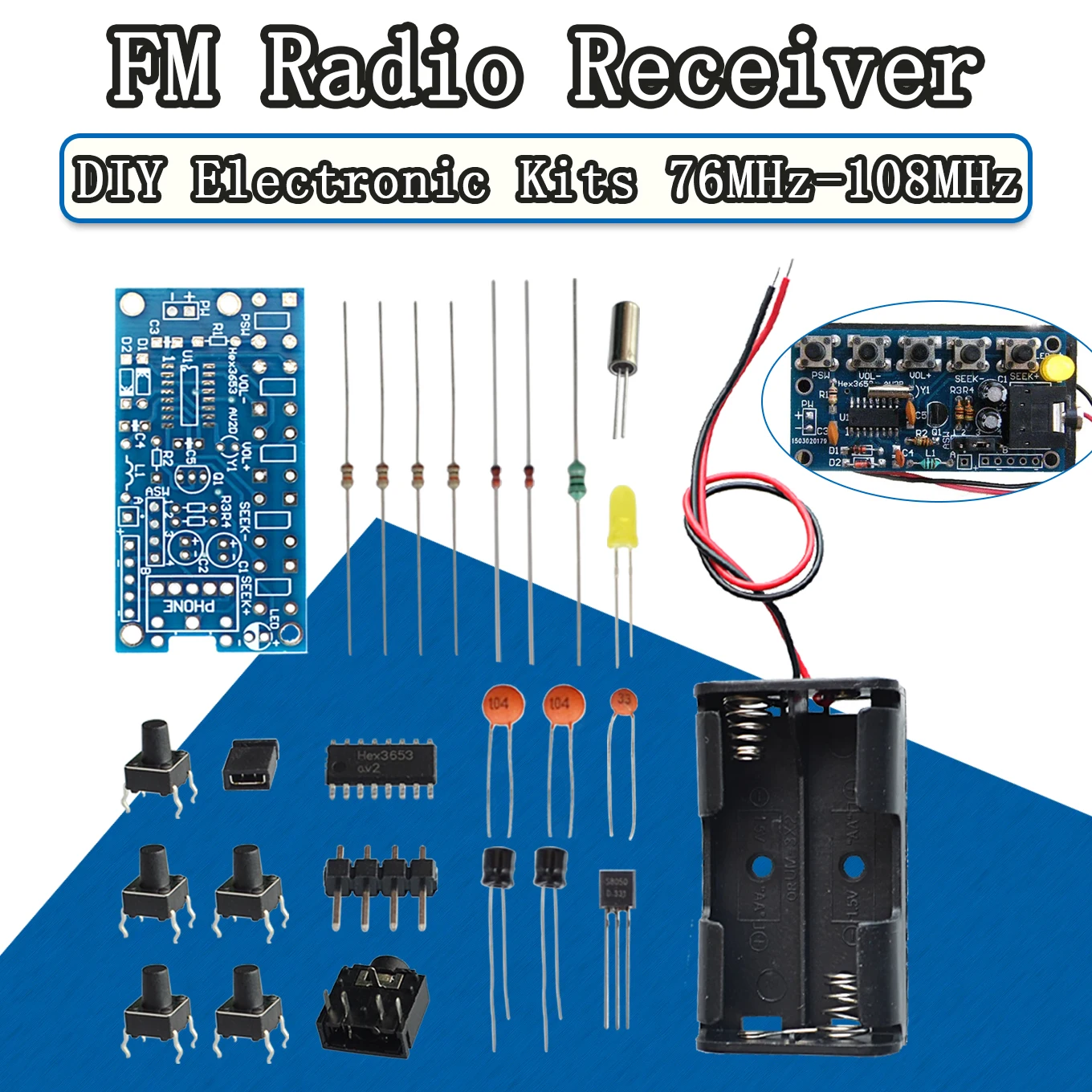Электронные Наборы сделай сам беспроводной стерео радиоприемник FM модуль PCB 76