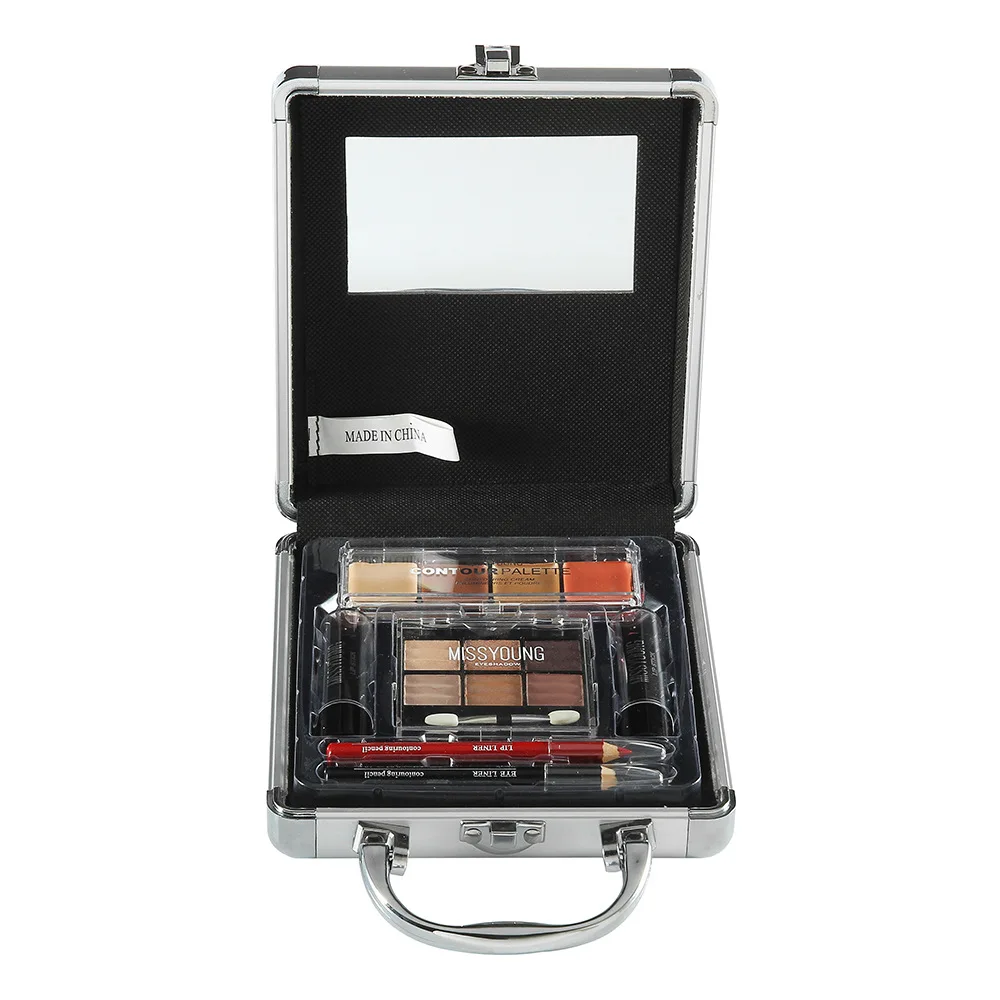 

professional Makeup Set Aluminum Box Matte Shimmer Eyeshadow Nude shadow Mascara Lipstick Lipgloss Lip Gloss Liner Pen