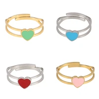 heart ring stainless steel rings for women geometric candy color ins rings open ring star leaf rings jewelry