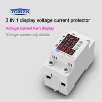 63a 230v 3in1 display din rail adjustable over and under voltage protective device protector relay with over current protection