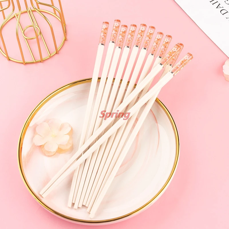 

Popular Flower Chopsticks Mildew Proof 24cm Amber Glass Fiber High Temperature Sushi Food Stick Chopsticks For Hotel Tablew