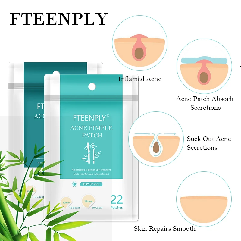 FTEENPLY Acne Pimple Patch Invisible Acne Treatment Stickers Face Mask Blemish Comedo Remover Facial Beauty Skin Care Tool 22PCS