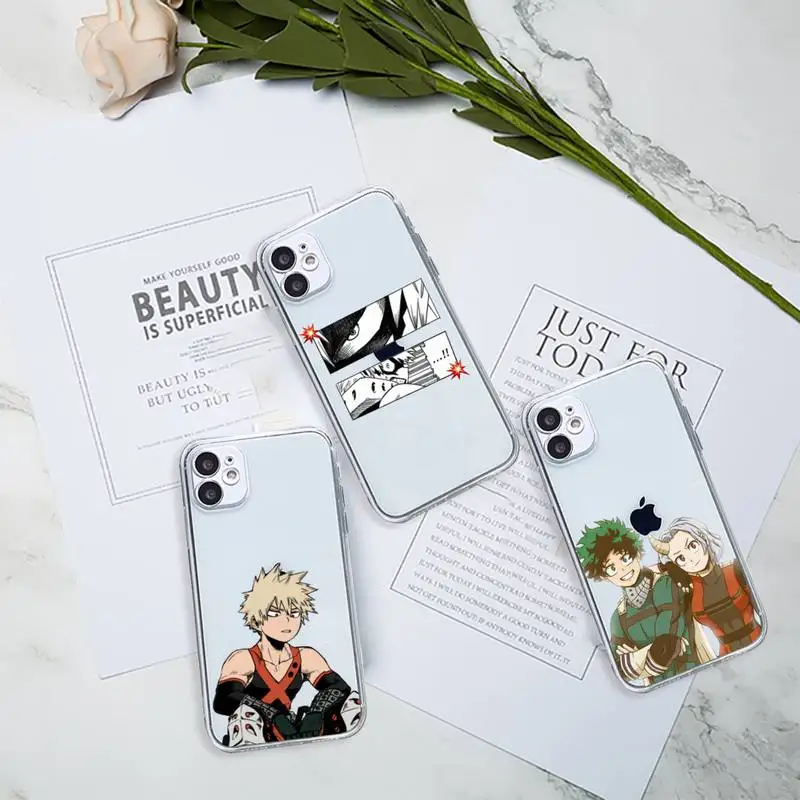 

Anime My Hero Academia Phone Case Transparent for Clear iPhone 11 12 8 7 6 6S Plus X 5S SE 2020 XR mini pro XS MAX