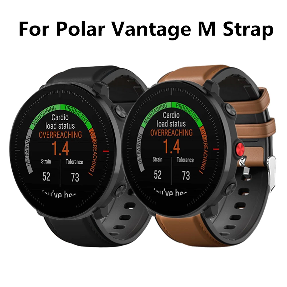 22 мм Смарт-часы ремешок для Polar Vantage M кожаный ремешок+ силиконовый сменный ремешок для samsung Galaxy 46 мм/gear S3/S4 Band