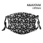 Маска для рта многоразовая с фильтром Pm2.5 и принтом черепа