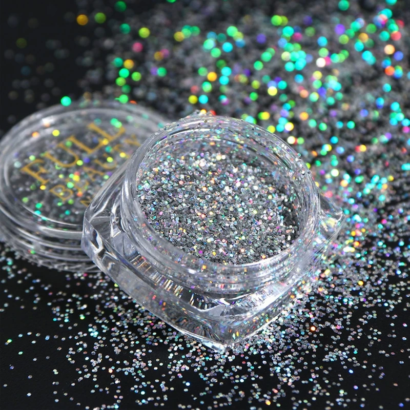 

8Pc Holographic Silvery Fine Glitter Epoxy Resin Metallic Silver Festival Sequin XXFB