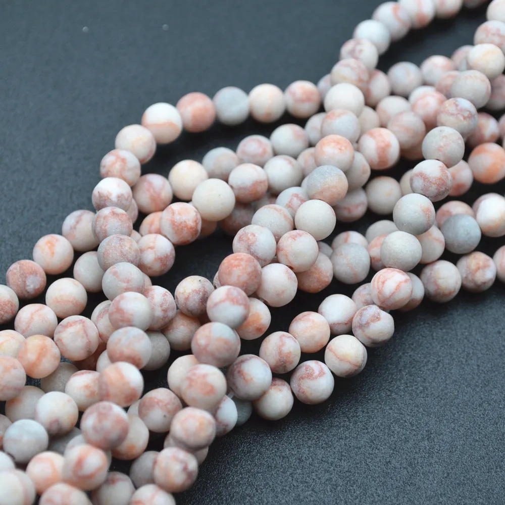 6mm 8mm Matte Natural Red Silk Stone Round Beads |