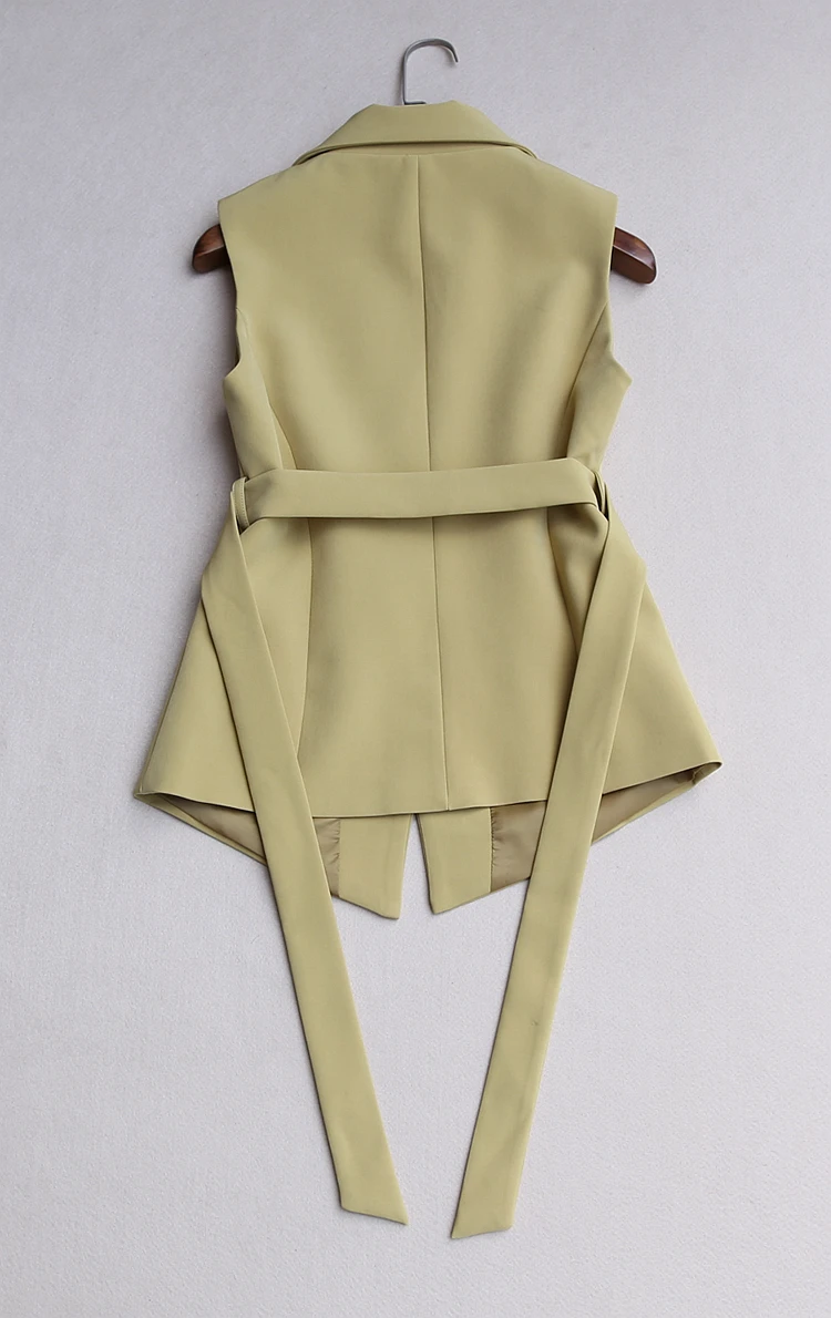 Женский офисный блейзер без рукавов облегающий пиджак с широкими штанинами