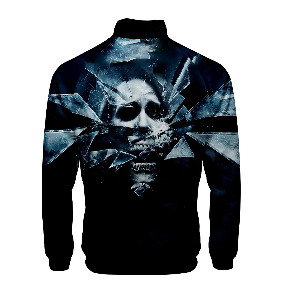 

Horror Streetwear Casual Sportswear Print New Fashion Hot Selling Stand-up Collar 3D Hoodie Zipper Custom Jacket Full Punk Style