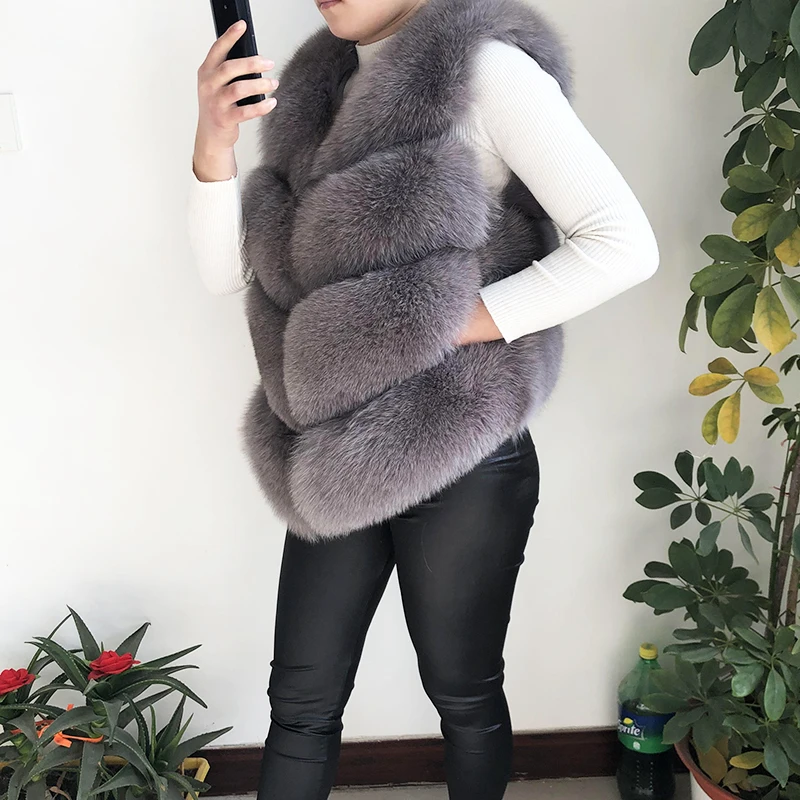 Натуральный Лисий мех 100% Теплый красивый жилет натуральный длина 88 см Бесплатная