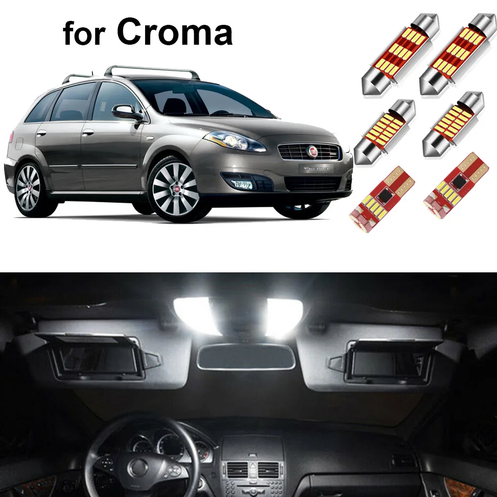 

Комплект светодисветильник Дов Canbus для Fiat Croma 194 2005 2006 2007 2008 2009 2010 2011 2012, Купольные лампы багажника без ошибок, 11 шт.