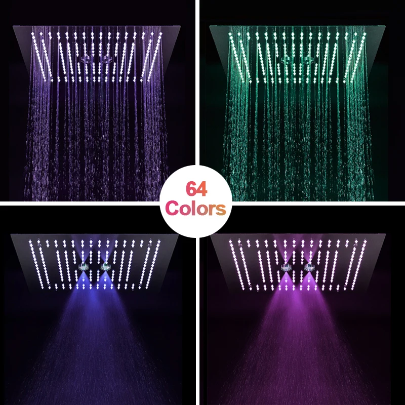 M Boenn Bathroom LED Shower Head 16 Inch Rain Ceiling Panel 304 Stainless Steel Bath Showerheads Square Chrome &amp Black | Обустройство