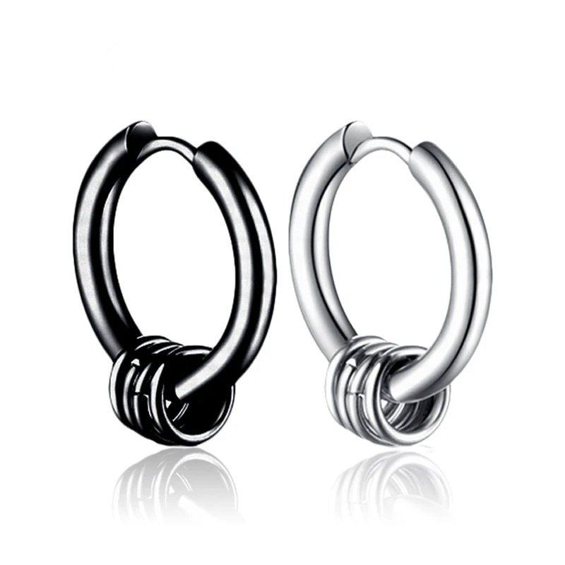 

Hip Hop Rock Punk Earrings For Men Trendy Geometric Round Piercing Stainless Steel Earrings Jewelry Female Gift