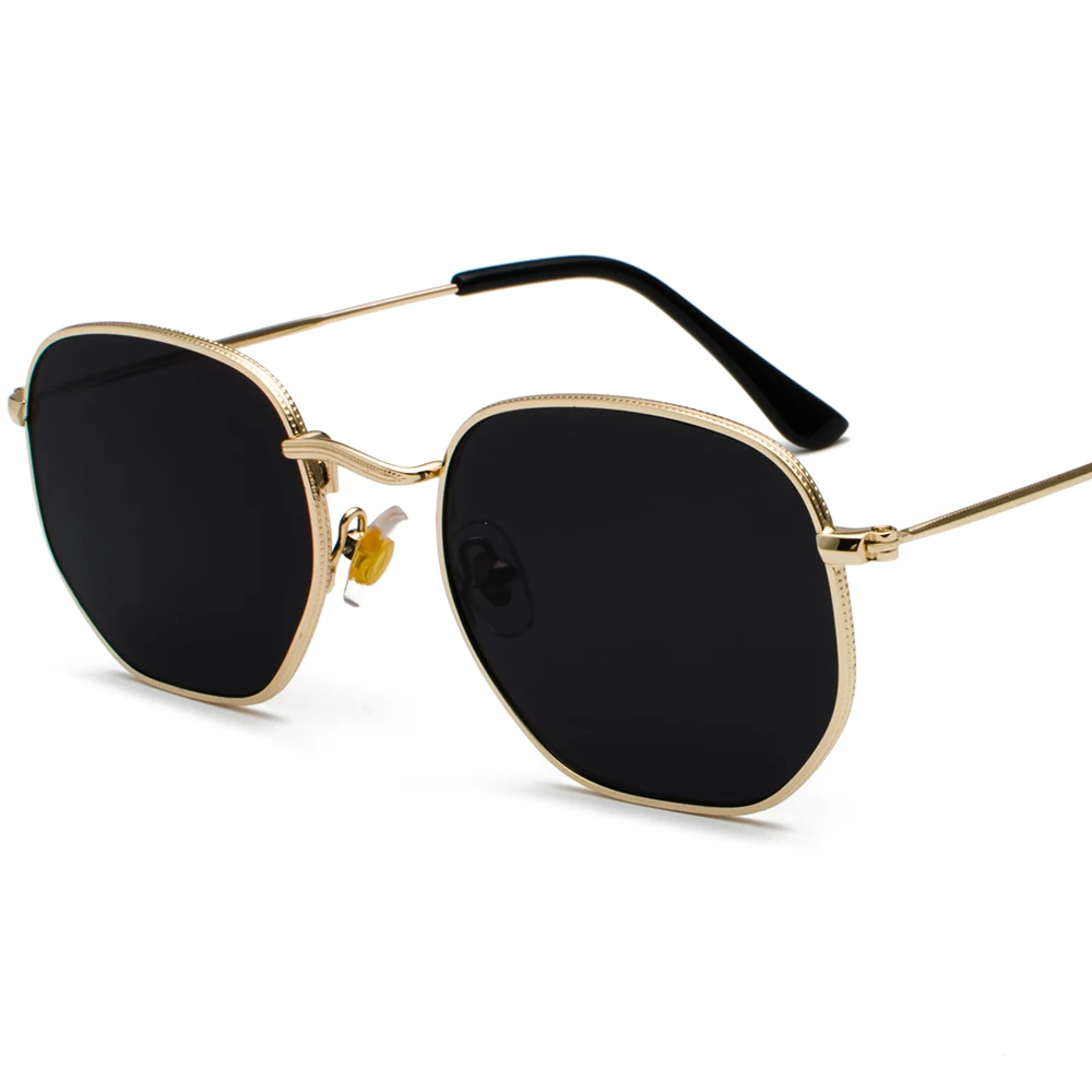 

Vintage Gold Square Sunglasses Men Hexagon Metal Frame Silver Brown Black Small Face Sun Glasses Female Unisex Summer Style 2020