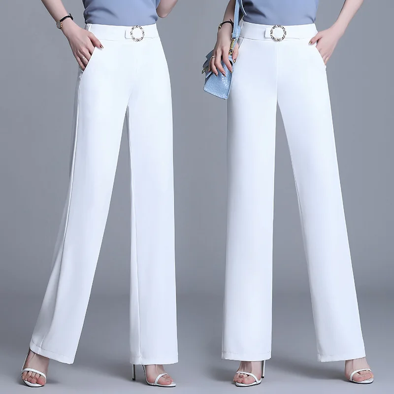 

Ice silk wide leg pants women's summer thin straight pants women's pants 2021 new high waist drop loose floor casual pants