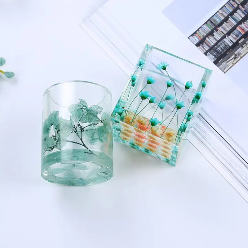 

Silicone Mold Epoxy Resin DIY Pen Container Organizer Square Round Storage Holder Silica Molds Crafts Jewelry Making Charms