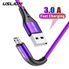 Кабель USLION Micro USB, 2 м, 3 А, для быстрой зарядки и передачи данных, для Xiaomi Redmi 4X, Samsung J7, Android мобильный телефон