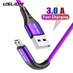 Кабель USLION Micro USB, 2 м, 3 А, для быстрой зарядки и передачи данных, для Xiaomi Redmi 4X, Samsung J7, Android мобильный телефон
