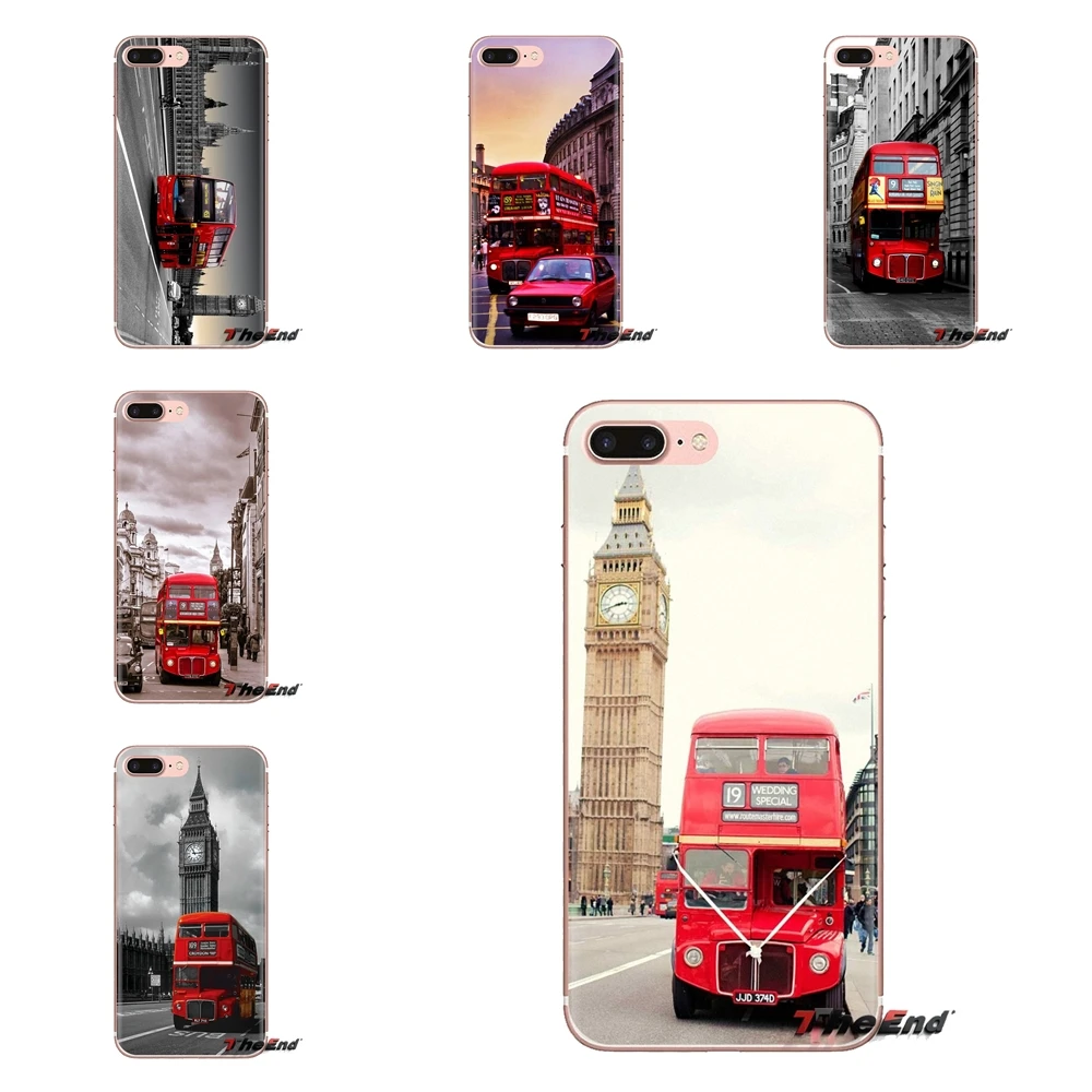 For Samsung Galaxy S3 S4 S5 Mini S6 S7 Edge S8 S9 S10 Plus Note 3 4 5 8 9 UK London Red Bus Big Ben Soft Transparent Shell Cases |