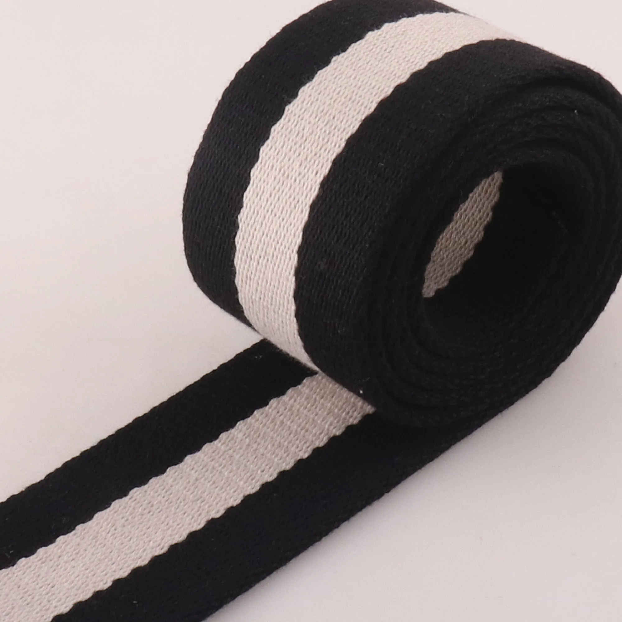 

2" White Black Striped Webbing 50MM Cotton Webbing Lanyard Webbing Belt Cotton Canvas Purse Straps Purse Supplies