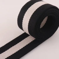 2 white black striped webbing 50mm cotton webbing lanyard webbing belt cotton canvas purse straps purse supplies