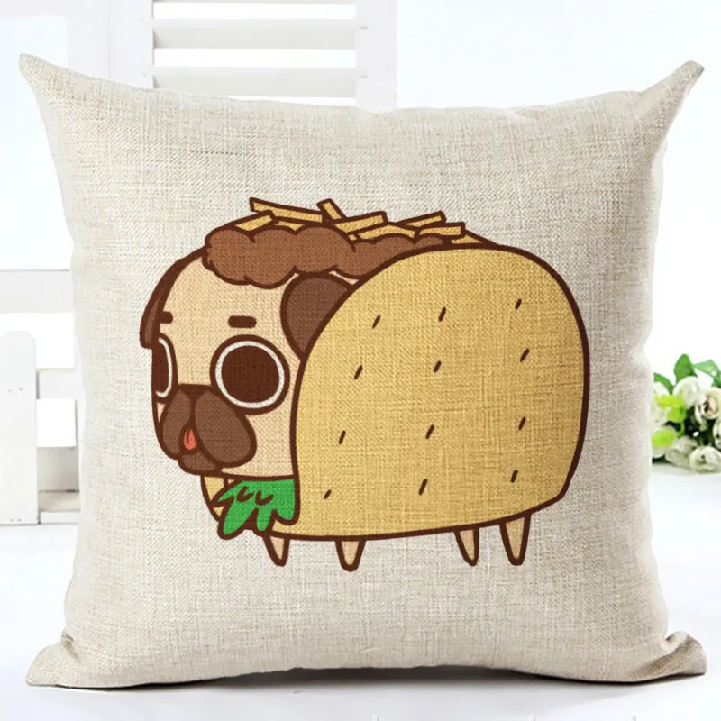 Креативный чехол для подушки в виде мопса мультяшный милый льняной дивана -