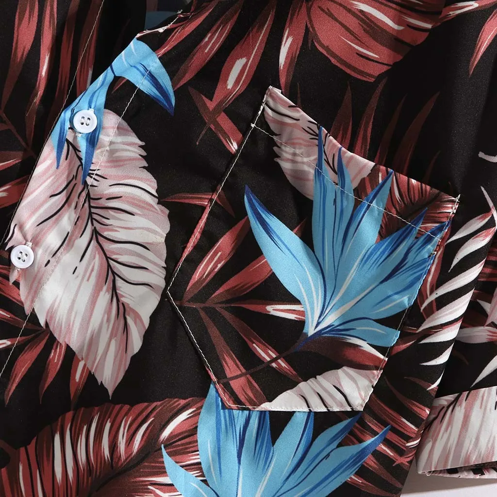 Рубашка мужская с принтом гавайская пляжная одежда Свободная Повседневная