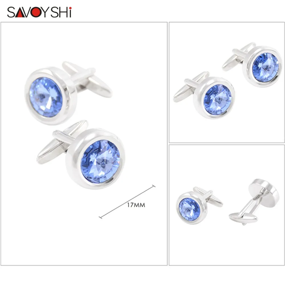 SAVOYSHI Роскошные хрустальные запонки, мужские украшения запонки для рубашки высокого качества круглые запонки свадебный подарок для мужчин s