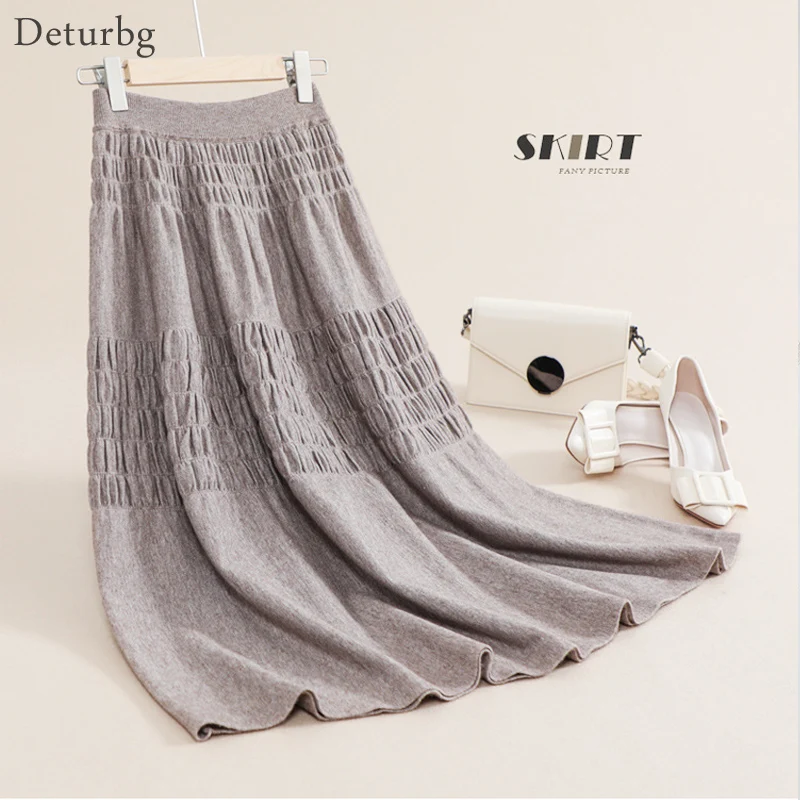 

Юбка-миди Женская трикотажная трапециевидная с высокой талией, на осень/зиму