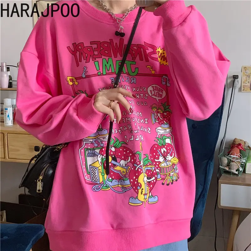 Женский свитшот Harajpoo весенняя осенняя Корейская версия винтажный топ с принтом