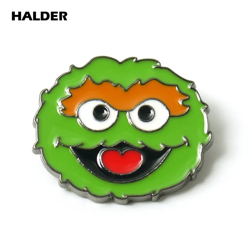 BR0024 halder Улица Сезам Элмо птица Печенья Монстр Оскар Grouch броши-Значки для лацкана одежда значок для рюкзака украшения из джинсы - Окраска металла: Oscar The Grouch