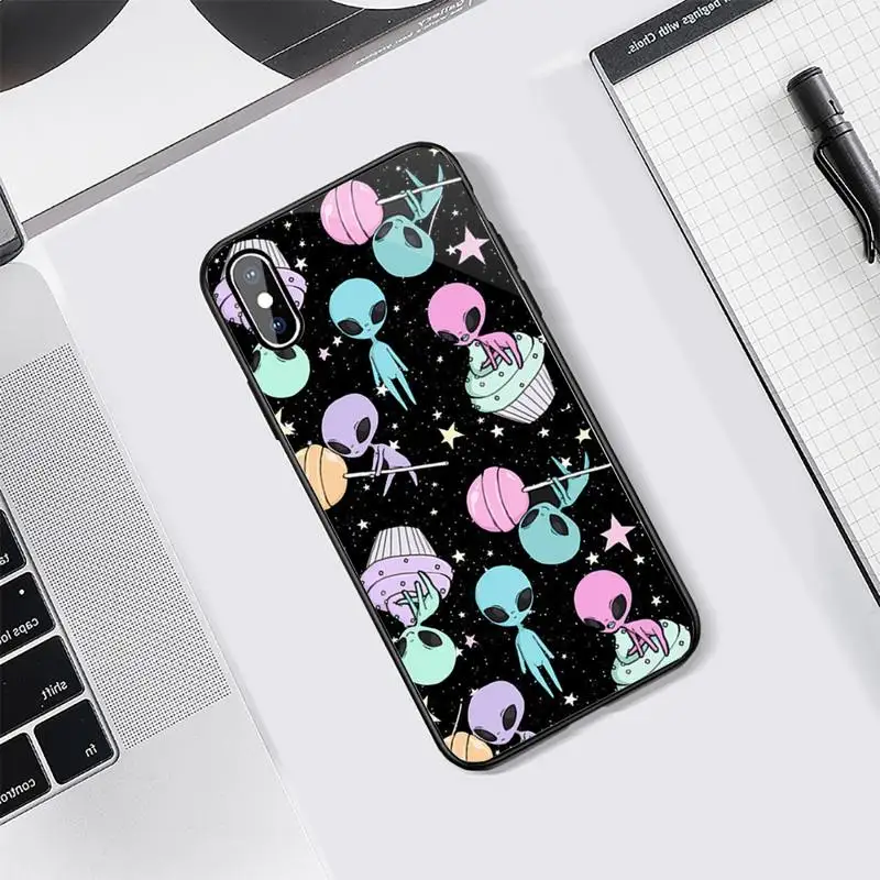 

Alien high quality pattern painting Phone Case Tempered glass For iphone 5C 6 6S 7 8 plus X XS XR 11 PRO MAX