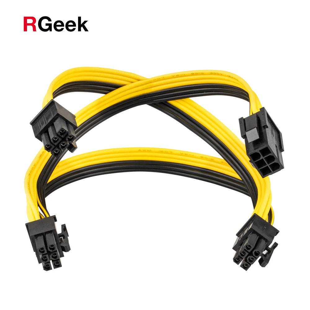 Удлинительный кабель RGEEK PCI-E PCIe питания 20 см с внутренним разъемом на 3 6P внешний
