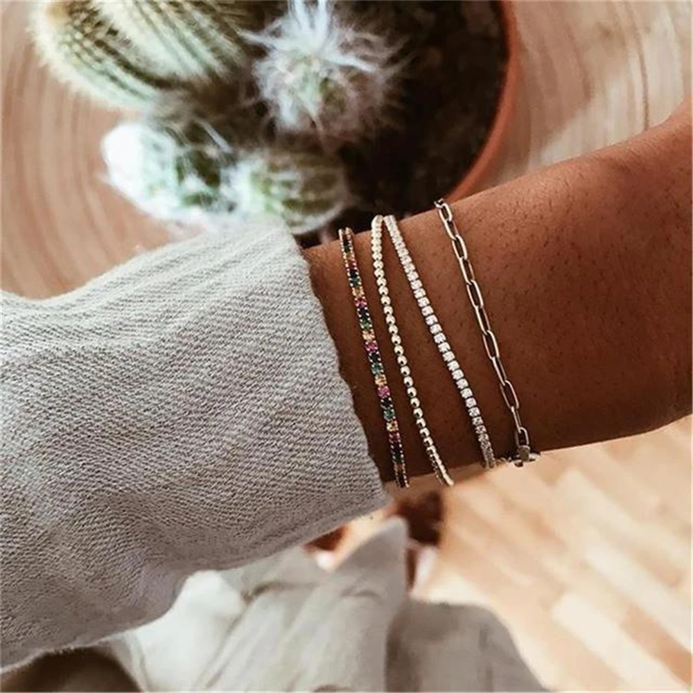 

Bohemian New Product Colorful Bracelet Ladies Low-Key Luxury Exquisite Zircon 4-Piece Colorful Bracelet Set