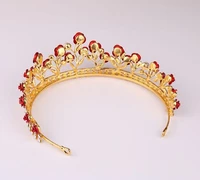 vintage greenred rose crystal bridal crown tiara bridal hair jewelry wedding hair accessories