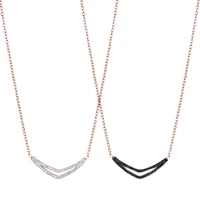 v shaped zircon stainless steel necklace womens non fading rose gold clavicle chain jewelry womens necklace stainless steel